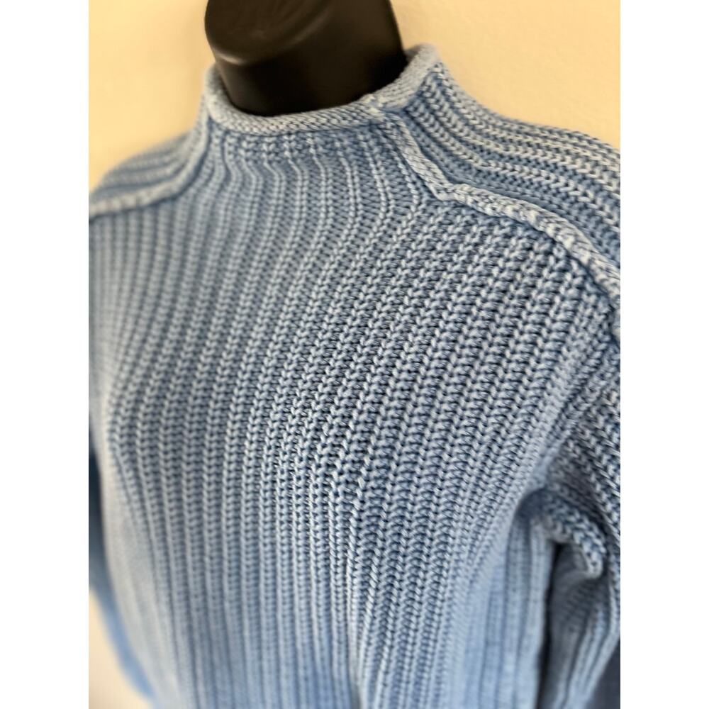 Z Supply Blue Cotton Mock Neck Chunky Knit Sweater XS - Picture 4 of 9